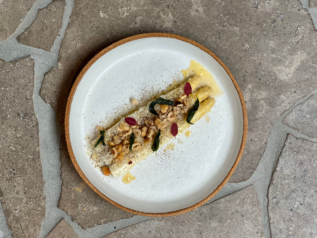 RECIPE | Civico 47’s White Asparagus, Brown Butter and Hazelnut Crumbl – Gourmet Life™